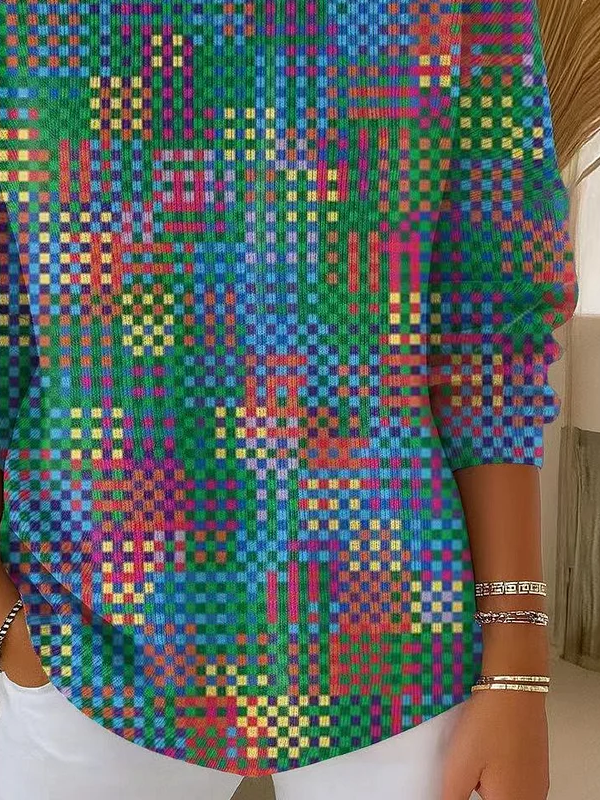 Women Abstract Long Sleeve Comfy Casual Printing Sweater