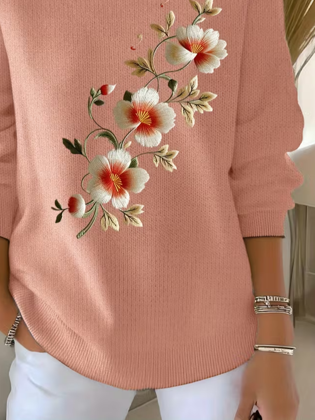 Women Floral Long Sleeve Comfy Casual Printing Sweater
