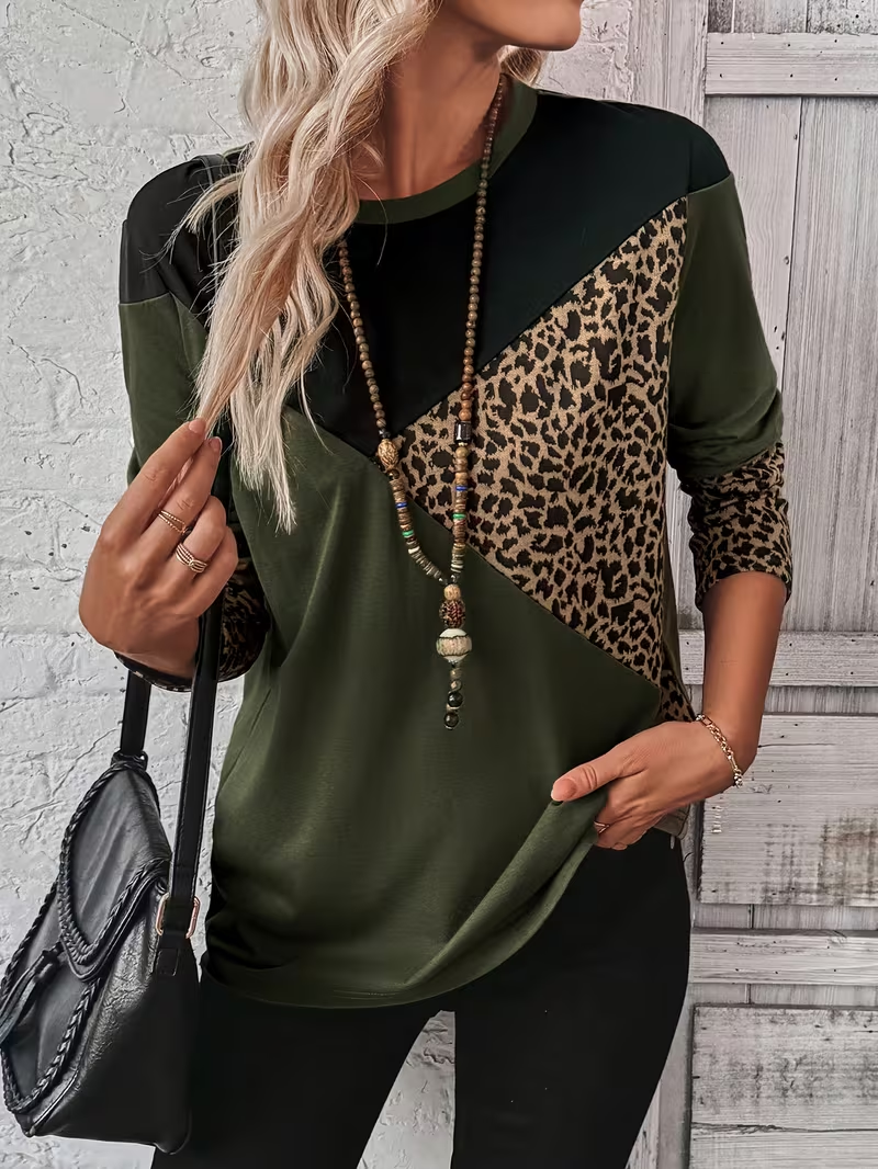 Casual Abstract Crew Neck Long Sleeve T-shirt