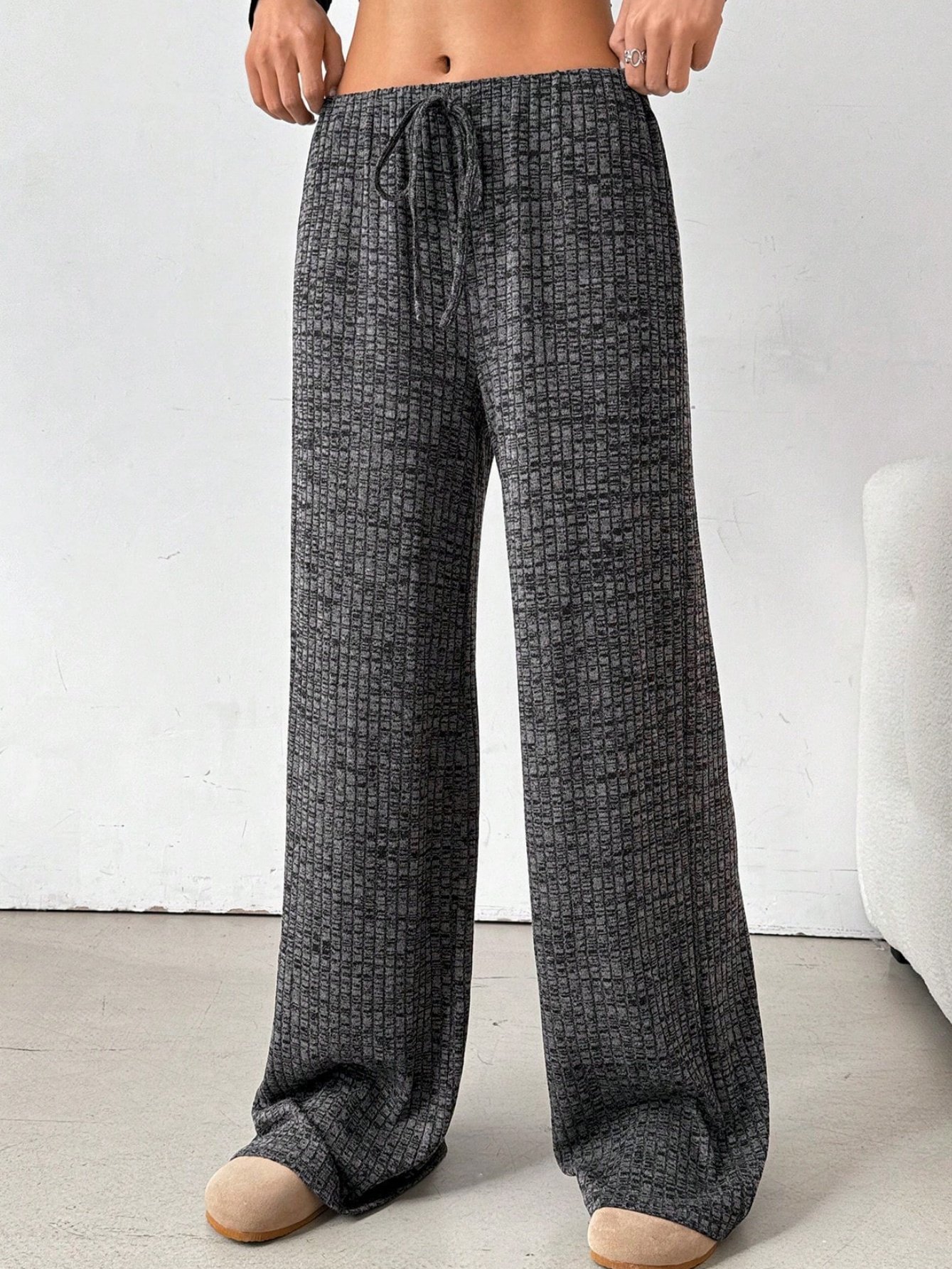 Women Striped Long Elastic Waist Pants Casual Spring/Fall Trousers
