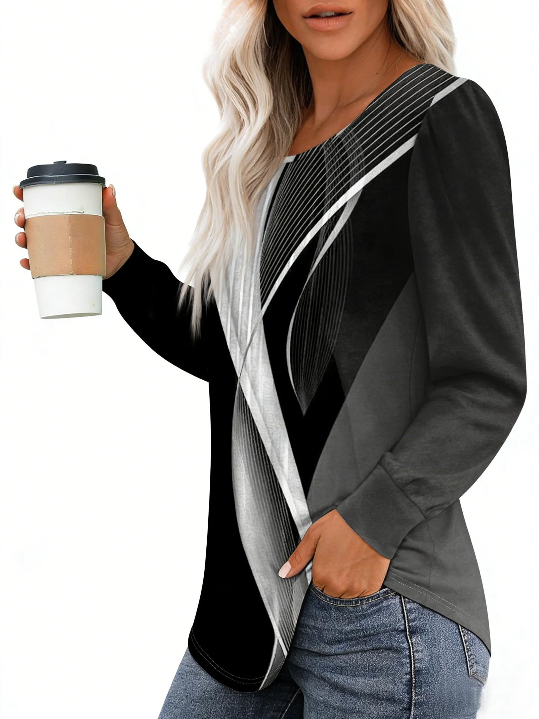 Casual Striped Crew Neck Long Sleeve T-shirt