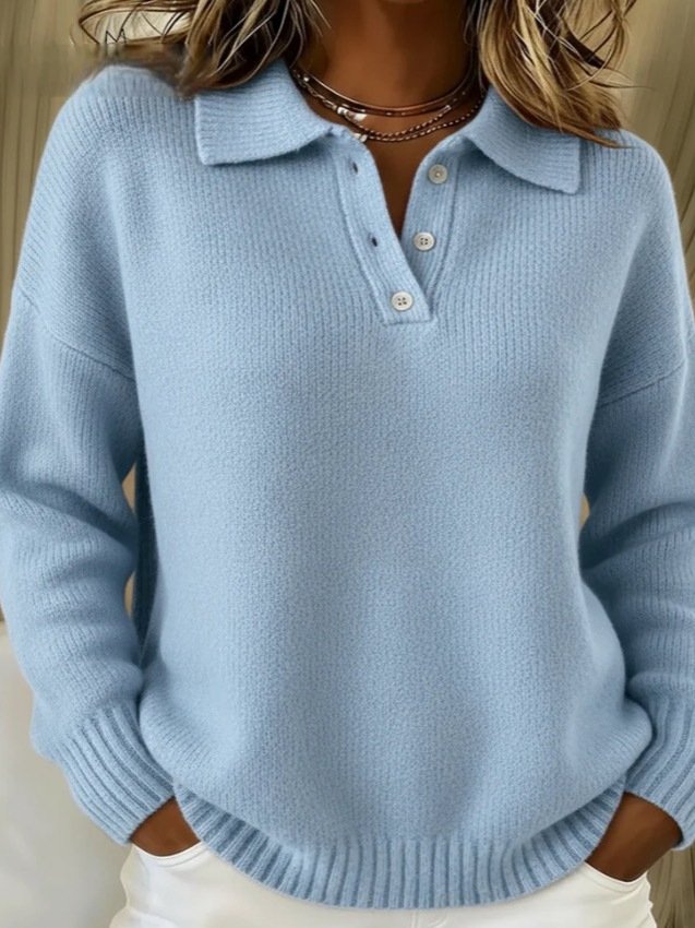 Women Plain Long Sleeve Comfy Casual Sweater