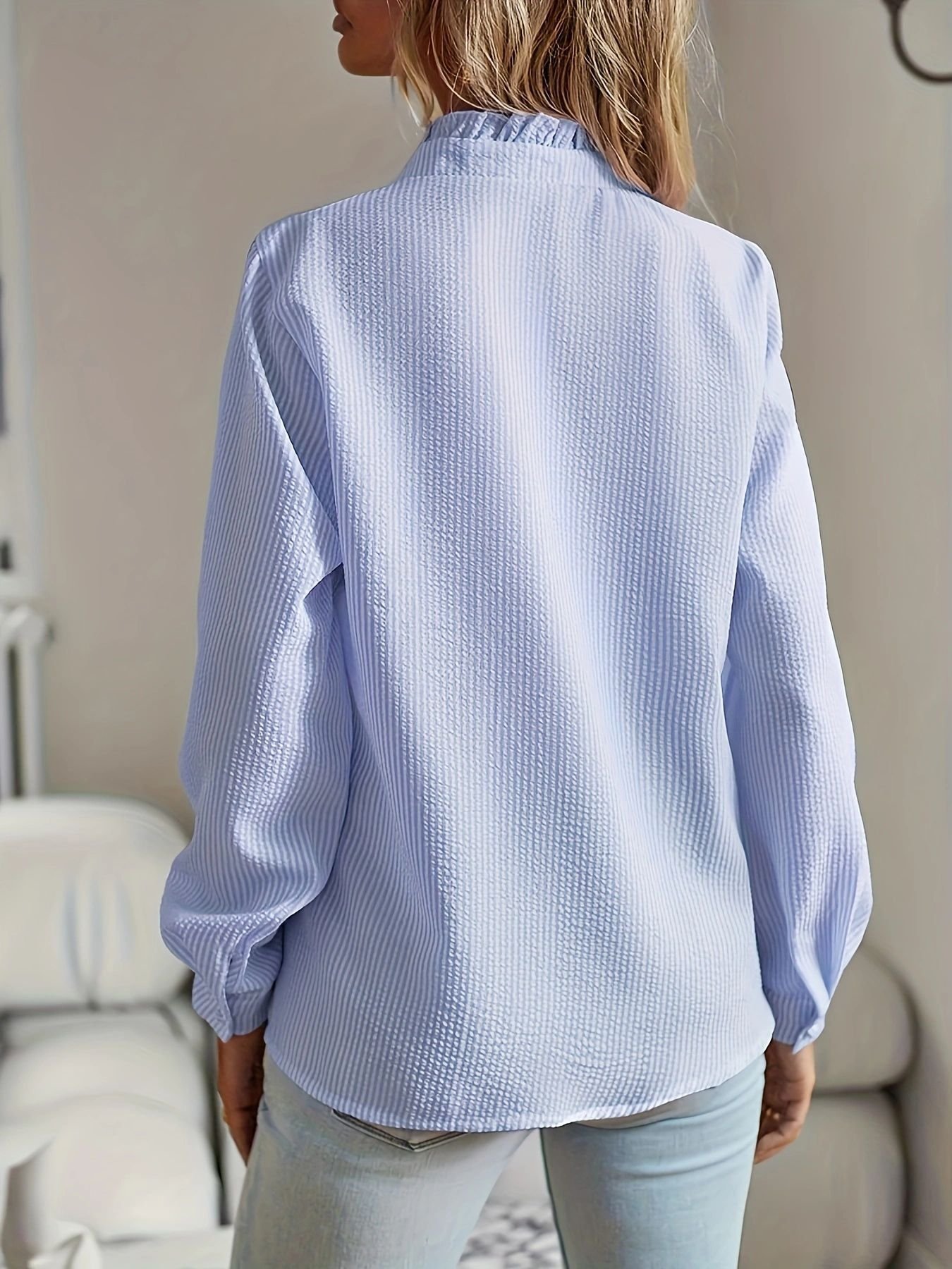 Long Sleeve Striped Regular Loose Shirt For Women