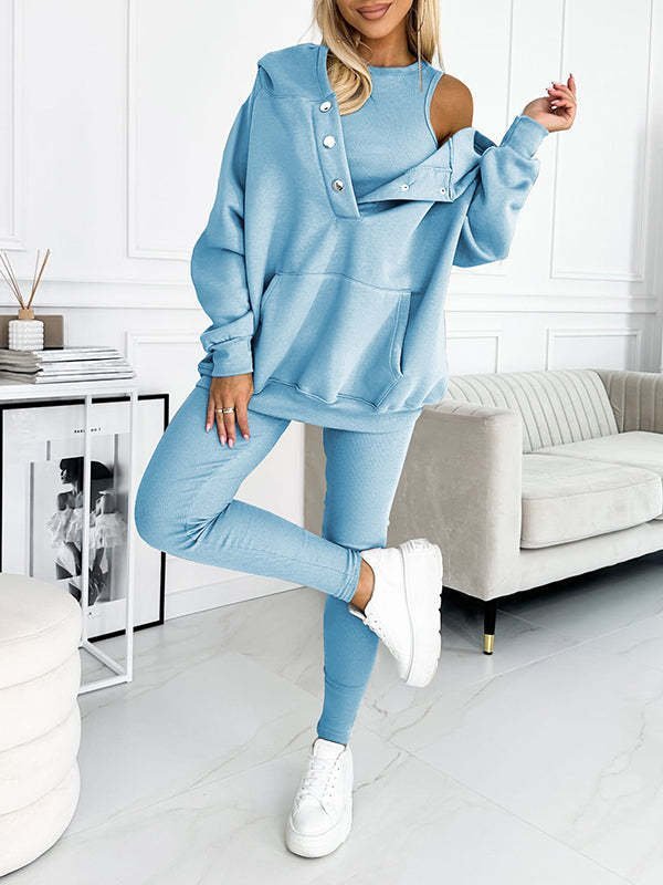 Women Plain Matching Outfit Daily Long Sleeve Casual Spring/Fall Multi-Piece Set Matching Set