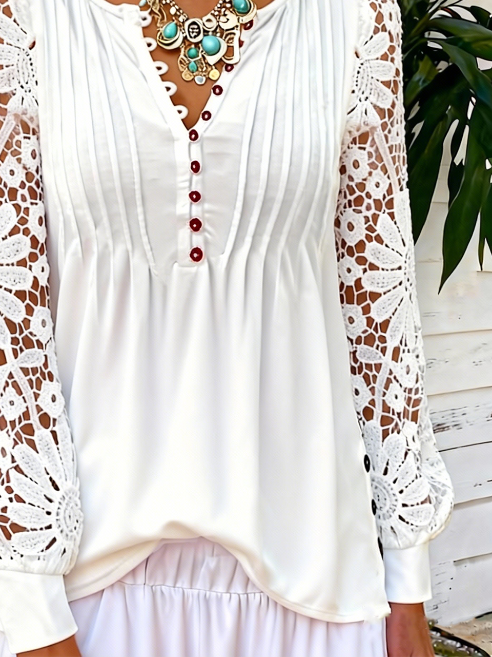 Elegant Plain V Neck Long Sleeve T-shirt