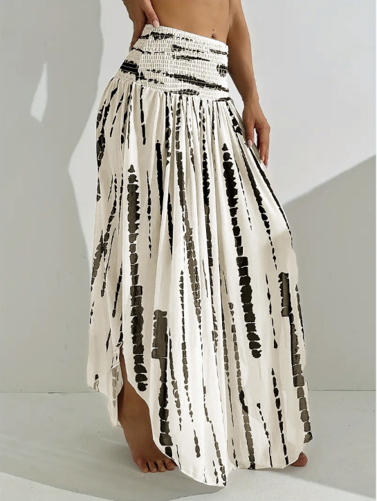 Casual Abstract Stripes A-Line High Waist Maxi Skirt
