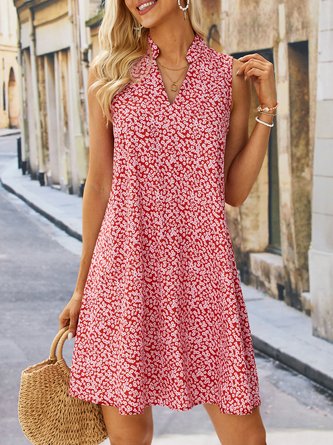 Sleeveless Floral Casual Dress