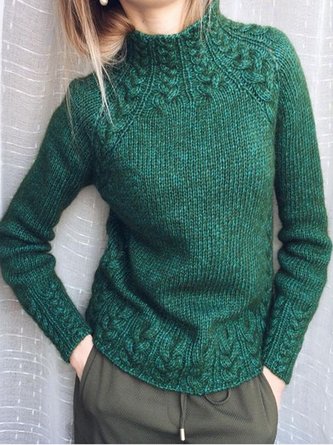Women Turtleneck Solid Plus Size Knit Vintage Sweater