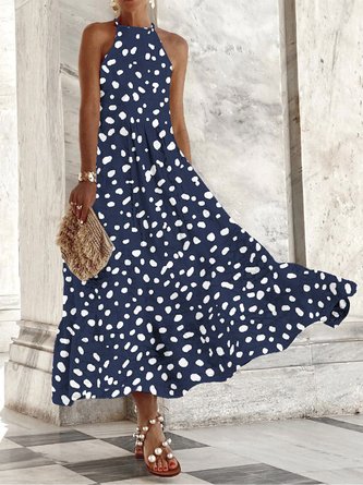 Women's Vacation Daily Polka Dots Sleeveless Casual Maxi Dresses