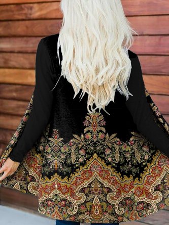 Hippie Printed Casual Long Sleeve Outerwear Coat