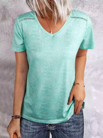 Loose Casual Jersey V Neck T-Shirt