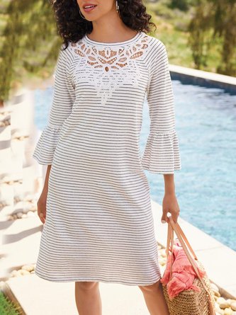 Jersey Vacation Crew Neck Lace Dress