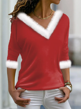 Christmas Casual Jersey Asymmetrical Loose T-Shirt