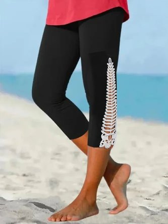 Casual Tight Patchwork Lace Leggings