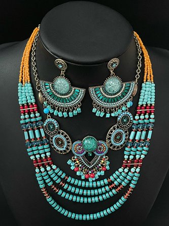 Ethnic Bohemian Necklace And Earrings Set