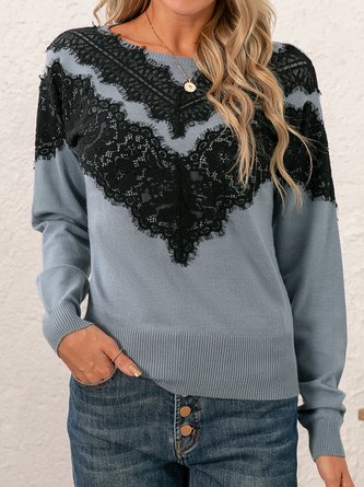 Elegant Long Sleeve Crew Neck Sweater