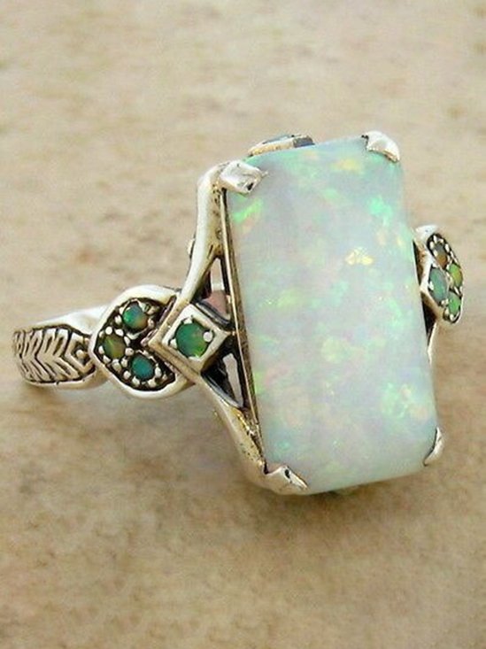 Vintage Opal Ancient Silver Ring