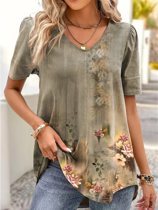 Floral Casual Loose Tunic Shirt