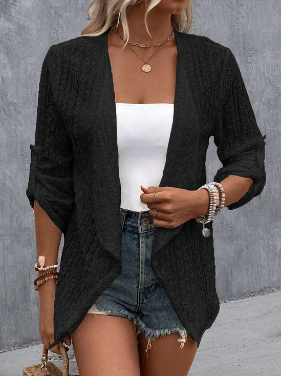 Women Plain Hollow Out Casual Kimono