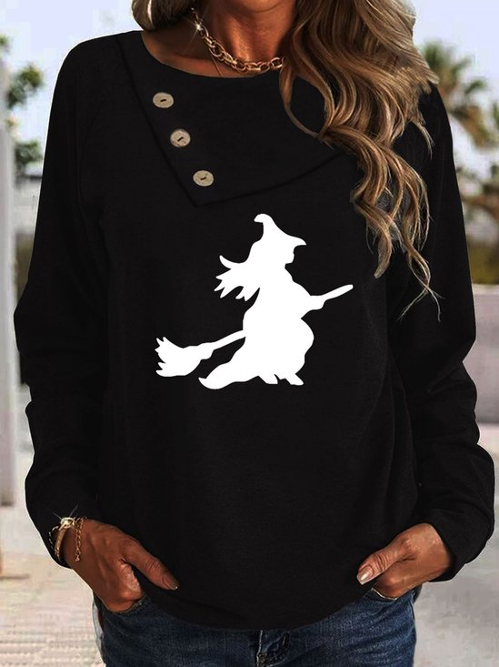 Shawl Collar Long Sleeve Halloween Buckle Regular Micro-Elasticity Loose TUNIC Shirt For Women