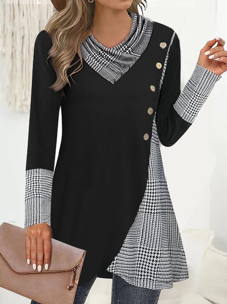 Long Sleeve Plaid Buttoned Regular Micro-Elasticity Loose…