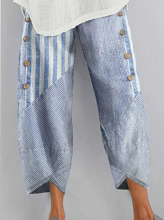 Casual Striped Ankle Pants Pant
