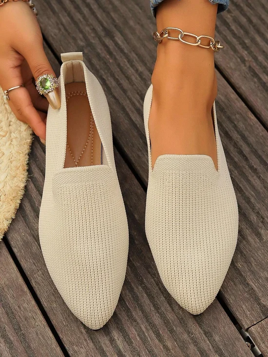 Casual Plain Slip On Flat Heel Shallow Shoes