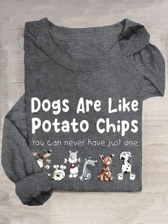 Casual Text Letters Crew Neck Long Sleeve T-shirt