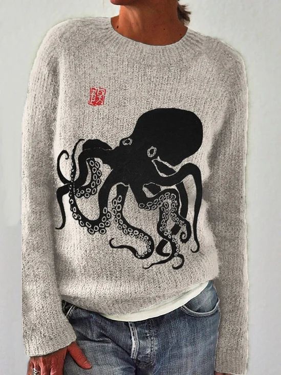 Women Knitted Animal Long Sleeve Comfy Casual…