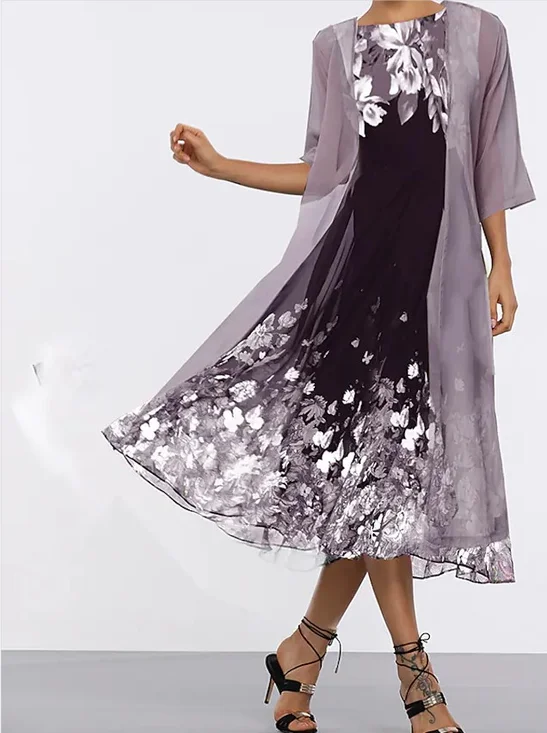 Women 3D Printing Two-Piece Set Daily Half Sleeve Casual Summer Coat With Skirt Matching Set