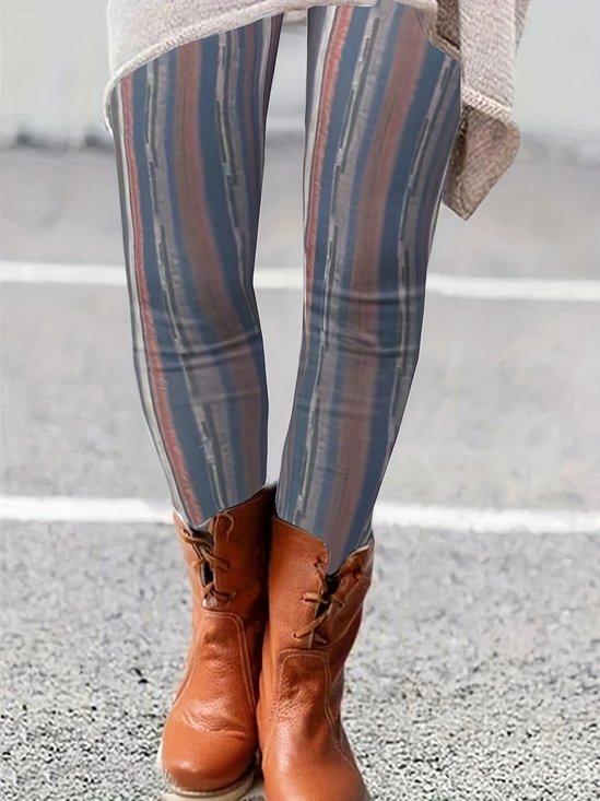 Casual Striped Long Leggings