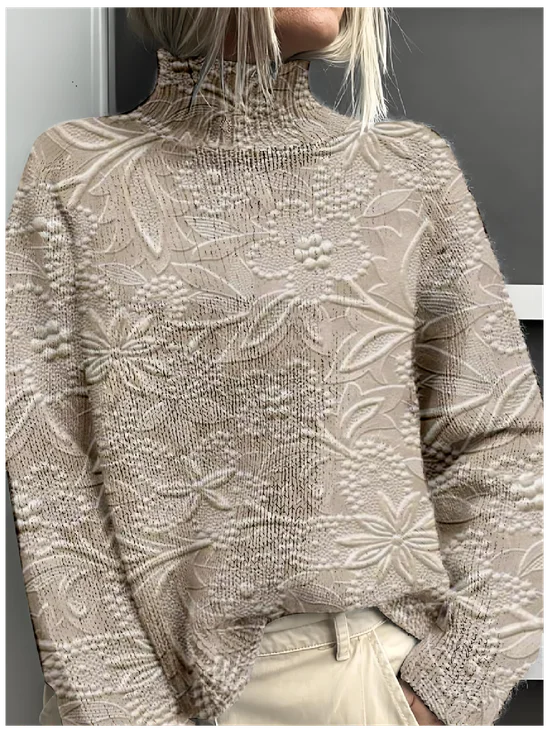 Vintage Mock Neck 3D Printing Sweatshirt