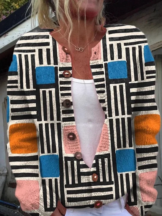 Women's Geometric Thicken Loose Jacket