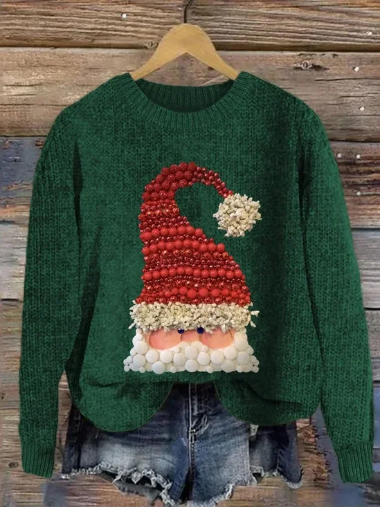 Christmas Vintage Crew Neck 3D Santa Claus Printing Sweatshirt