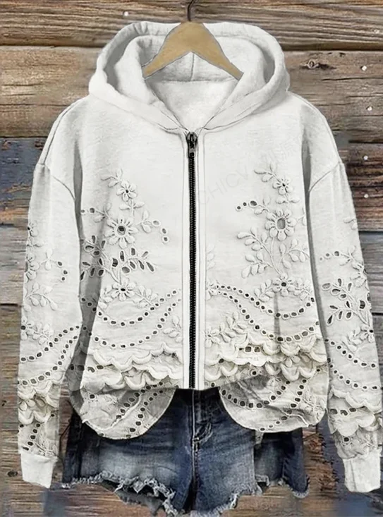 Casual Hooded Floral Hoodie