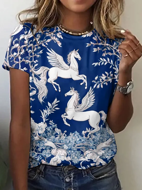 Vintage Animal Crew Neck Short Sleeve T-shirt