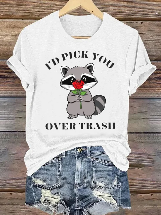 Casual Animal Crew Neck Short Sleeve T-shirt