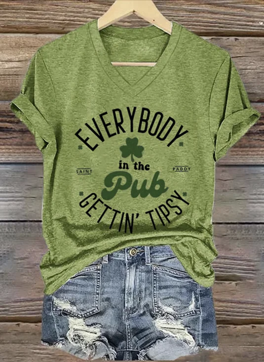 Casual Text Letters Crew Neck Short Sleeve T-shirt