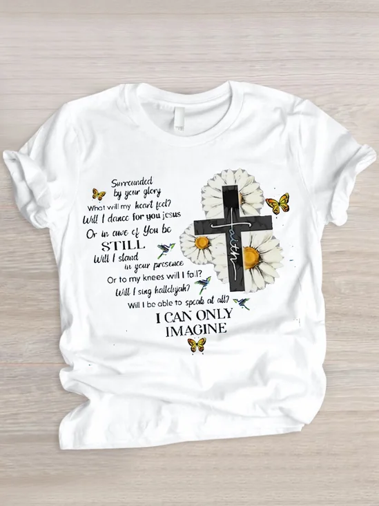 Casual Floral Crew Neck Short Sleeve T-shirt