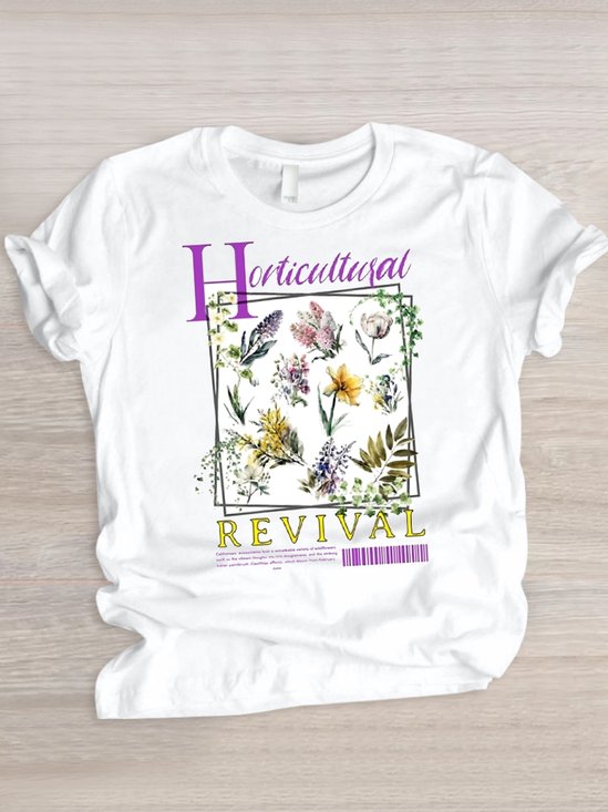 Casual Floral Crew Neck Short Sleeve T-shirt