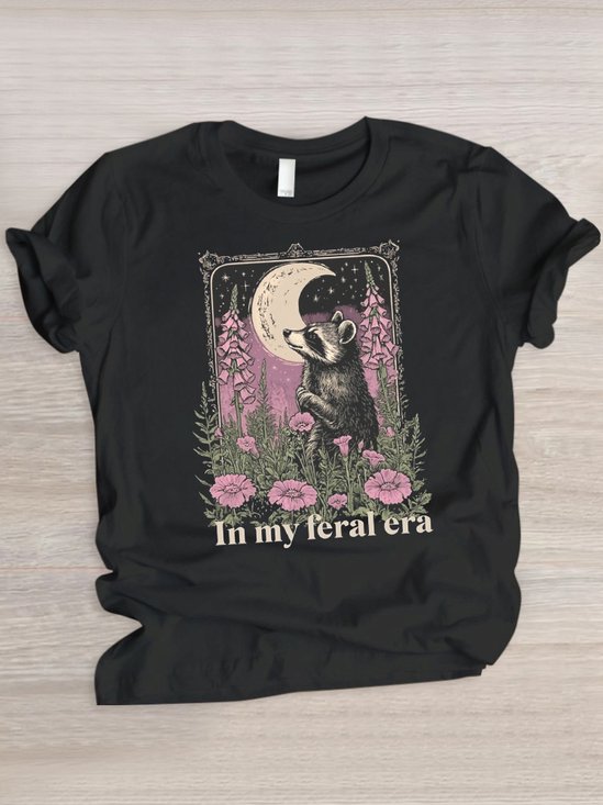 Casual Animal Crew Neck Short Sleeve T-shirt