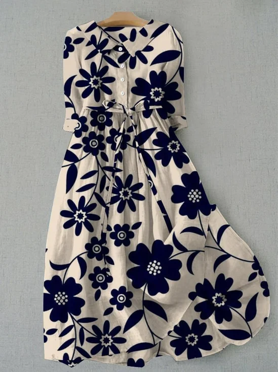 Women Floral Blue Casual Maxi Dress