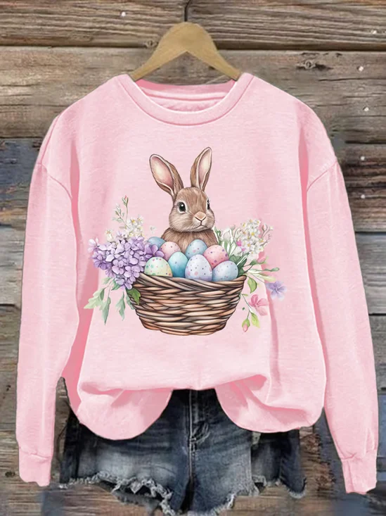 Casual Crew Neck Easter (rabbit) Sweatshirt