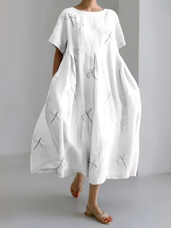 Women Animal Crew Neck Short Sleeve Comfy Casual Maxi Dress