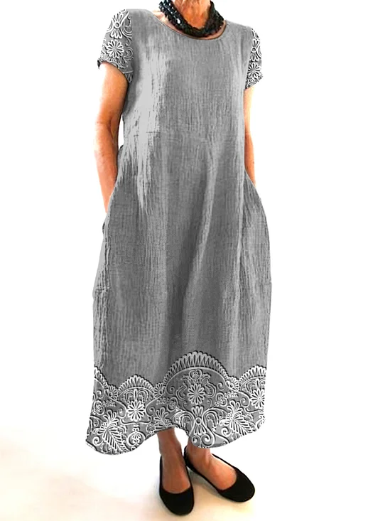 Women Floral Crew Neck Short Sleeve Comfy…