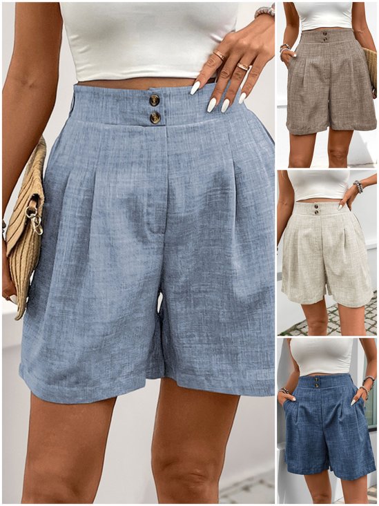 Casual Plain Natural Straight Pants Shorts