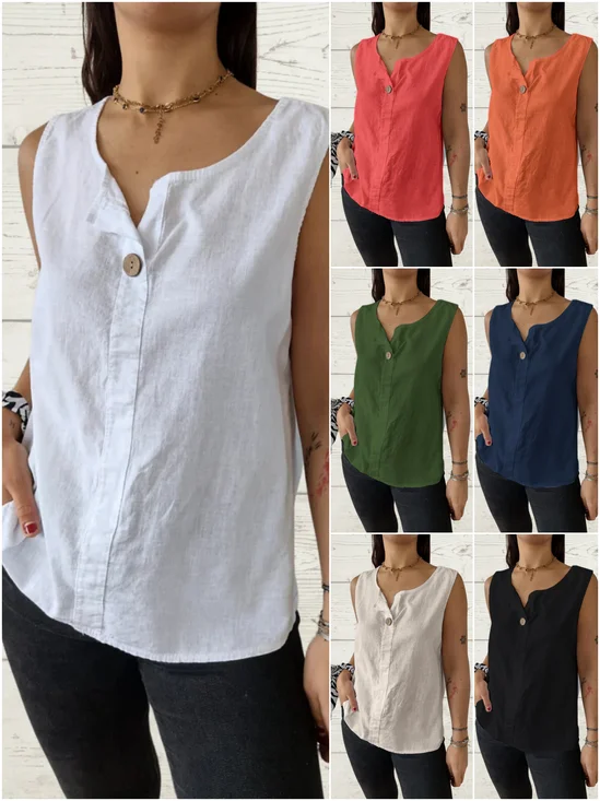 V Neck Sleeveless Plain Regular Regular Fit Shirt For Women