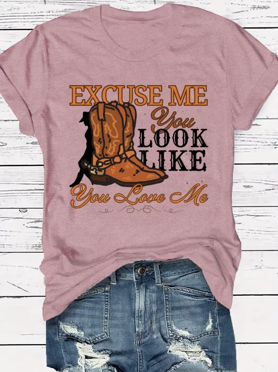 Vintage Letter Pattern Crew Neck Short Sleeve T-shirt