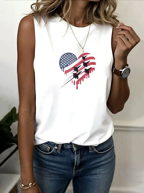 Casual Crew Neck Geometric Tank Top