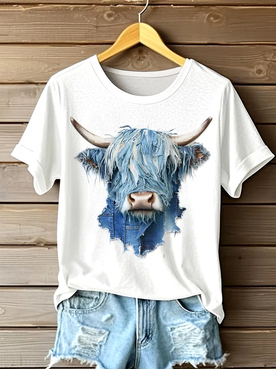 Vintage Animal Crew Neck Short Sleeve T-shirt